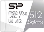Карта памяти Silicon Power microSDXC 512Gb Class10 SP512GBSTXDA2V20SP Superior adapter