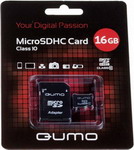 Карта памяти QUMO MicroSDHC 16 GB Сlass 10 с адаптером SD - фото 1