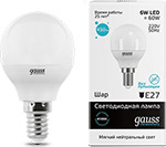 Лампа GAUSS LED Elementary Шар 6W E14 450lm 4100K 53126  упаковка 10шт - фото 1