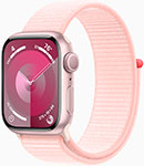 Часы Apple Watch Series 9, GPS, 41 mm, Pink Aluminium Case with Light Pink Sport Loop, алюминевый корпус розового цвета, спортивный ремешок нежно-розового цвета детские смарт часы geozon active yellow pink g w03pnk