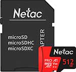 Карта памяти Netac microSDHC 512GB P500 PRO  (с SD адаптером)