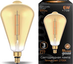 фото Лампа gauss led vintage filament straight st164 6w e27 164*297mm amber 890lm 2700k