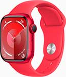 фото Смарт-часы apple watch series 9, a2978, 41мм, красный, sport band красный, s/m (mrxg3zp/a)