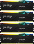 

Оперативная память Kingston DDR5 64GB (4x16GB) 6000Mhz FURY Beast Black RGB (KF560C40BBAK4-64), Черный