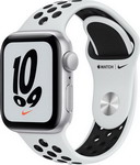 фото Умные часы apple watch nike se 40mm mkq23ru/a silver aluminium case with platinum/black nike band