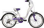 фото Велосипед novatrack 20'' butterfly сталь белый-фиолет. 6-скор ty21/rs35/sg-6si v-brake 20sh6v.butterfly.vl22