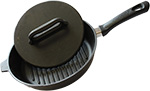 Сковорода-гриль Камская посуда г8063 гриль чугунная 280х60 с бакелитовой ручкой с чугунной крышкой
