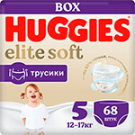 Трусики-подгузники Huggies Elite Soft 5 12-17 кг 68 шт. ночные трусики подгузники huggies elite soft 6 15 25 кг 16 шт