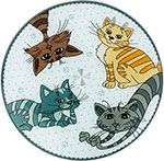 фото Тортовница вращающаяся озорные коты agness диаметр=32 см высота=3 см серый 357-156