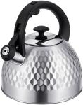 

Чайник для плиты Regent inox Linea TEA, 2.6 л, со свистком, черный/металлик (93-TEA-50), Черный/серебристый