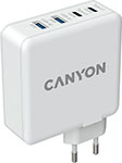 Сетевой адаптер для быстрой зарядки Canyon H-100W Power Delivery GAN 100W QC30 30W белый - фото 1