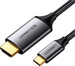 Кабель  Ugreen USB C-HDMI 4K, в оплетке, 1.5 м (50570) серо-черный аксессуар ugreen mm142 usb c hdmi 1 5m grey 50570