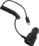 Автомобильное зарядное устройство Red Line Tech 1 USB, модель AC-1A, 1A, встроенный кабель microUSB, черный (УТ000021223)