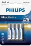

Батарейка Philips Ultra Alkaline, щелочная, 4 AAA, в блистере (LR03E4B/97)