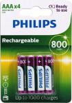 Батарейки аккумуляторные Philips MultiLife-NiMH, 4AAA, 800 мA/ч (R03B4RTU8/97)