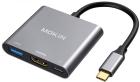 

Универсальный адаптер Mokin 3 в 1, MOUC1901, HDMI+USB-C+USB3.0+PD, Темно-серый