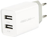 фото Сетевое зарядное устройство + универсальный data кабель red line 2 usb (модель z2) 2.1a fast charger белый