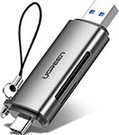 Картридер Ugreen USB-C + USB-A 3.0, для карт памяти TF/SD (50706) картридер ugreen usb 3 0 type a type c microsd sd 50706