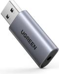 Внешняя звуковая карта Ugreen CM383 (80864) USB 2.0 to 3.5 mm Audio Adapter, серый