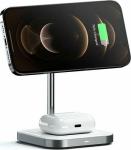 

Беспроводное зарядное устройство-подставка Satechi Magnetic 2-in-1 Wireless Charging Stand, серый космос (ST-WMCS2M)