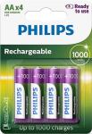 Батарейки аккумуляторные Philips MultiLife-NiMH, 4AA, 1000 мA/ч (R6B4RTU10/97)