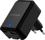 Сетевой адаптер для быстрой зарядки Canyon H-20T Power Delivery 20W QC30 20W, складная вилка, черный