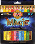 Карандаши с многоцветным грифелем Koh-I-Noor Magic, набор 13 шт., трехгранные, 5,6 мм, европодвес (3408)