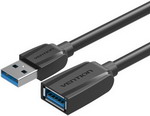 фото Кабель-удлинитель vention usb 3.0 am/af - 1м black edition (vas-a45-b100)