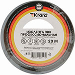 Изолента профессиональная Kranz ПВХ, 0.18х19 мм, 20 м, серая