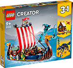 Конструктор Lego Creator Корабль викингов и Мидгардский змей 31132