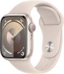Часы Apple Watch Series 9, GPS, 45 mm, Starlight Aluminium Case with Starlight Sport Band, M/L, корпус из алюминия цвета «сияющая звезда», спортивный ремешок ремешок devia deluxe series sport band для apple watch 4 40mm red