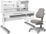 Комплект парта FunDesk Sentire Grey + кресло Solidago Grey fundesk комплект парта camellia grey кресло fortuna grey