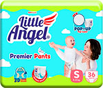 Подгузники-трусики Little Angel Premier S (3-5 кг) 36 шт. трусики одноразовые детские orinoco размер l 42шт