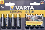 Батарейки VARTA LONGLIFE AA бл.8 батарейка varta longlife aa бл 4