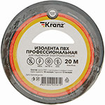 Изолента профессиональная Kranz ПВХ, 0.18х19 мм, 20 м, черная изолента профессиональная kranz пвх 0 18х19 мм 20 м желтая