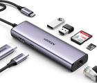 Конвертер Ugreen CM512 (90568) USB-C to 2*USB3.0+HDMI+RJ45+SD/ TF+PD Port, серый