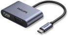 

Адаптер-переxодник Philips USB С - HDMI+VGA, 2в1, длина кабеля 10 см (SWV4080), Серый