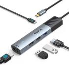 

Универсальный адаптер 5 in 1 Mokin MOUC6005, USB C HUB, 1*USB A 3.0 5Gb, 2*USB A 2.0, 480M, HDMI 4K@60Hz, USB C PD 3.0 100W, Серый/черный