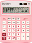 Калькулятор настольный Brauberg EXTRA PASTEL-12-PK РОЗОВЫЙ, 250487 калькулятор карманный brauberg pk 608 pk розовый 250523