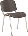 Стул Brabix ''Iso CF-001'', хромированный каркас, ткань серая с черным, 531420 кресло для отдыха мебелик денди шпон ткань ультра шоколад каркас дуб шампань шпон