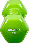 Набор гантелей обрезиненных Bradex по 2 кг, салатовые, 2 штуки суппорт колена с утяжкой bradex sf 0663 салатовый