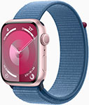 Часы Apple Watch Series 9, GPS, 45 mm, Silver Aluminium Case with Winter Blue Sport Loop, алюминиевый корпус розового цвета (MR9G3LL/A)