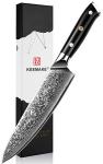 Нож шеф-повара из дамасской стали Keemake 8 Inch Chef Knife, 67 слоев основа VG10 (10CR15MOV) + 316 сталь HRC60+-2 (C-3), черный