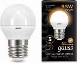 Лампа GAUSS LED Шар E27 9.5W 890lm 3000K 105102110 Упаковка 10шт - фото 1