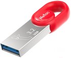 Флеш диск Netac 128Gb UM2 NT03UM2N-128G-32RE USB3.2 серебристый/красный флеш диск kingston 128gb datatraveler micro 3 1 dtmc3 128gb usb3 1 серебристый