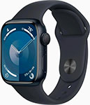 фото Часы apple watch series 9, gps, 41 mm, midnight aluminium case with midnight sport band, s/m, корпус из алюминия цвета «полночно-черный» (mr8w3ll/a)