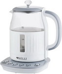 Чайник электрический Kelli KL-1373 Бело-Серый чайник электрический maestro mr 051 grey 1 7 л серый