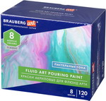 Краски акриловые для техники Флюид Арт (POURING PAINT) Brauberg ART Пастельные тона 8цв*120мл 192241 витражные краски brauberg