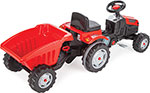 Трактор на педалях Pilsan красный, с прицепом (07 316R) детский педальный трактор peg perego excavator maxi
