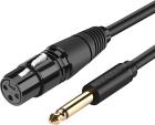 Кабель Ugreen AV131 (20719) 6.35, Male To XLR Female Cable, 2метра, черный